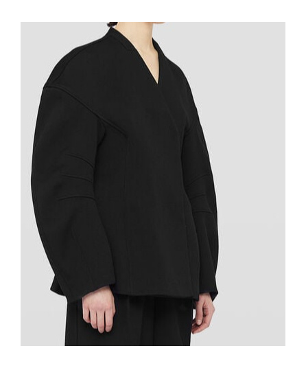 Jil Sander V-neck Wool Wrap Jacket In Black