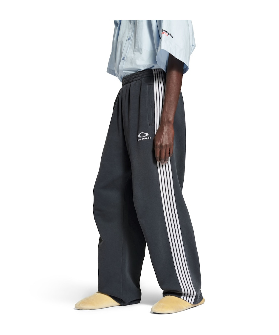 Balenciaga Baggy Sweatpants With Stripes And Wide Leg In Black