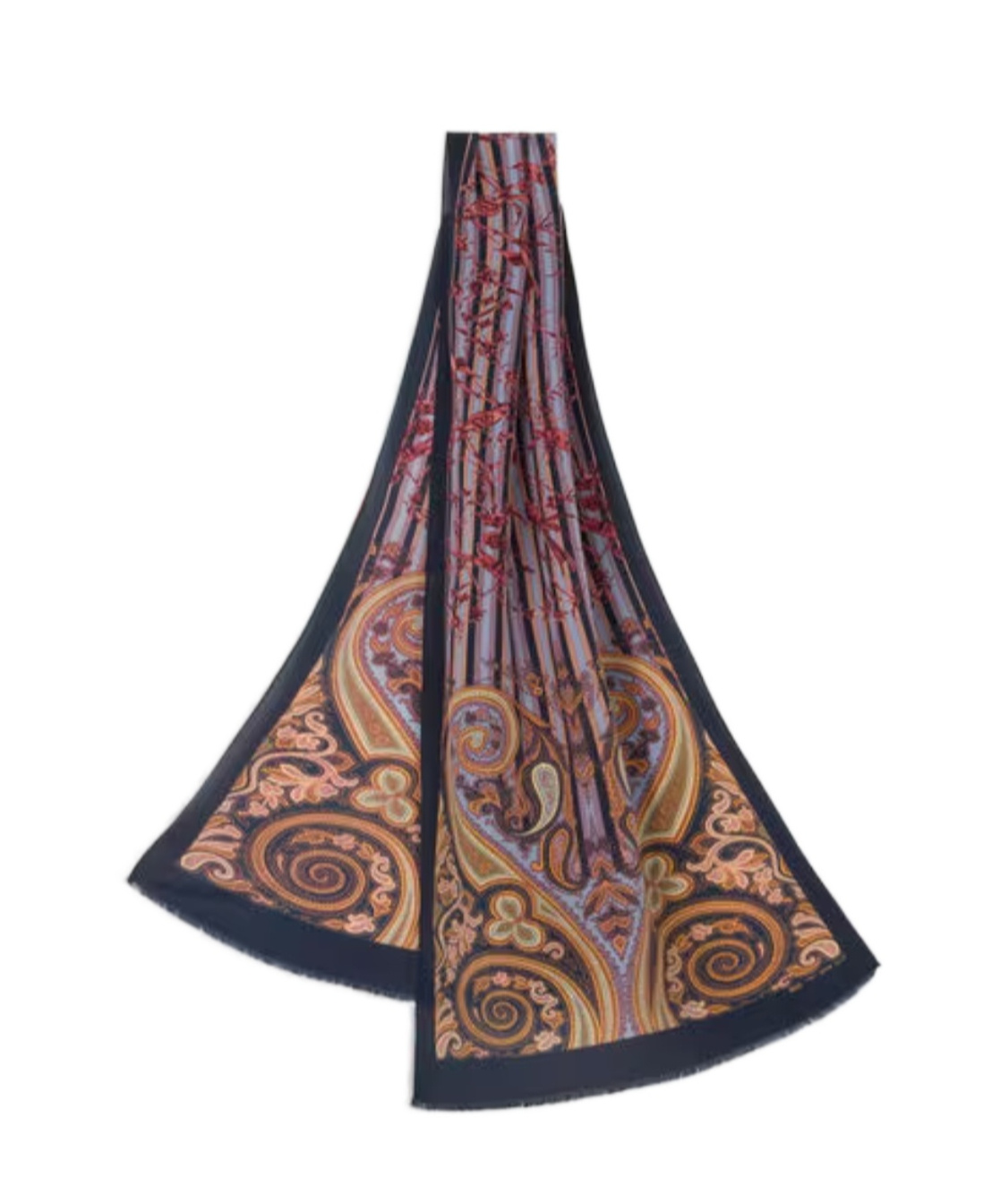 Etro Silk Scarf With Bird Print In Burgundy