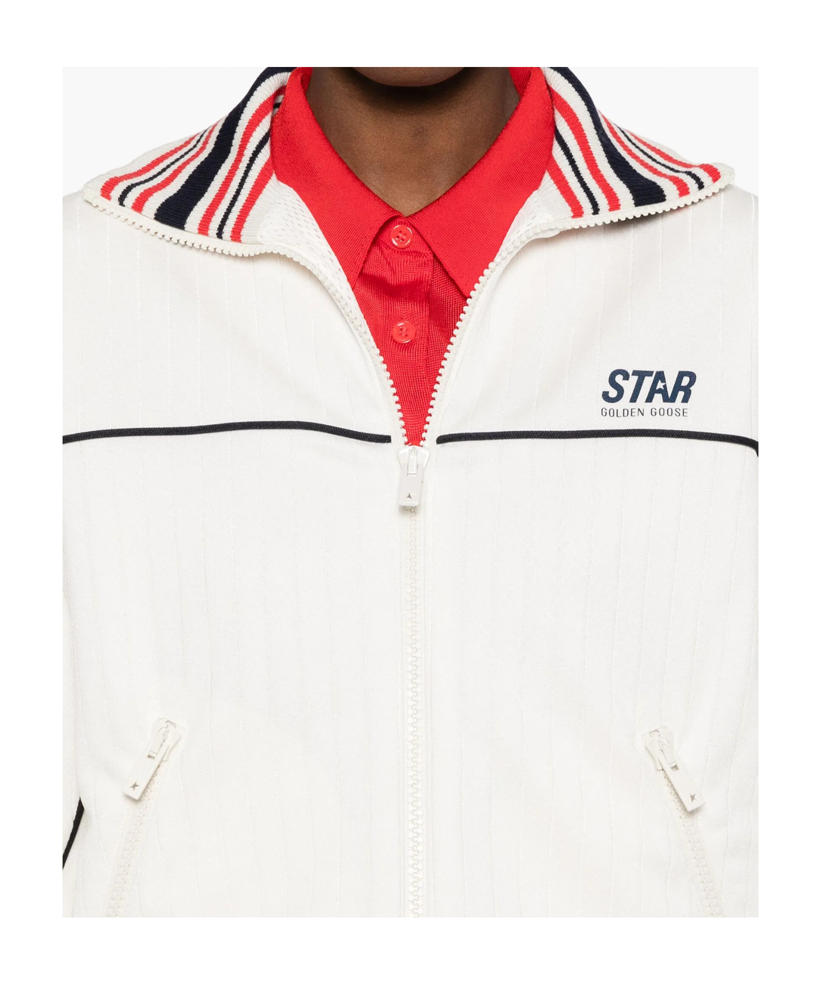 Golden Goose Track Sweatshirt With Contrasting Hem Edges In White