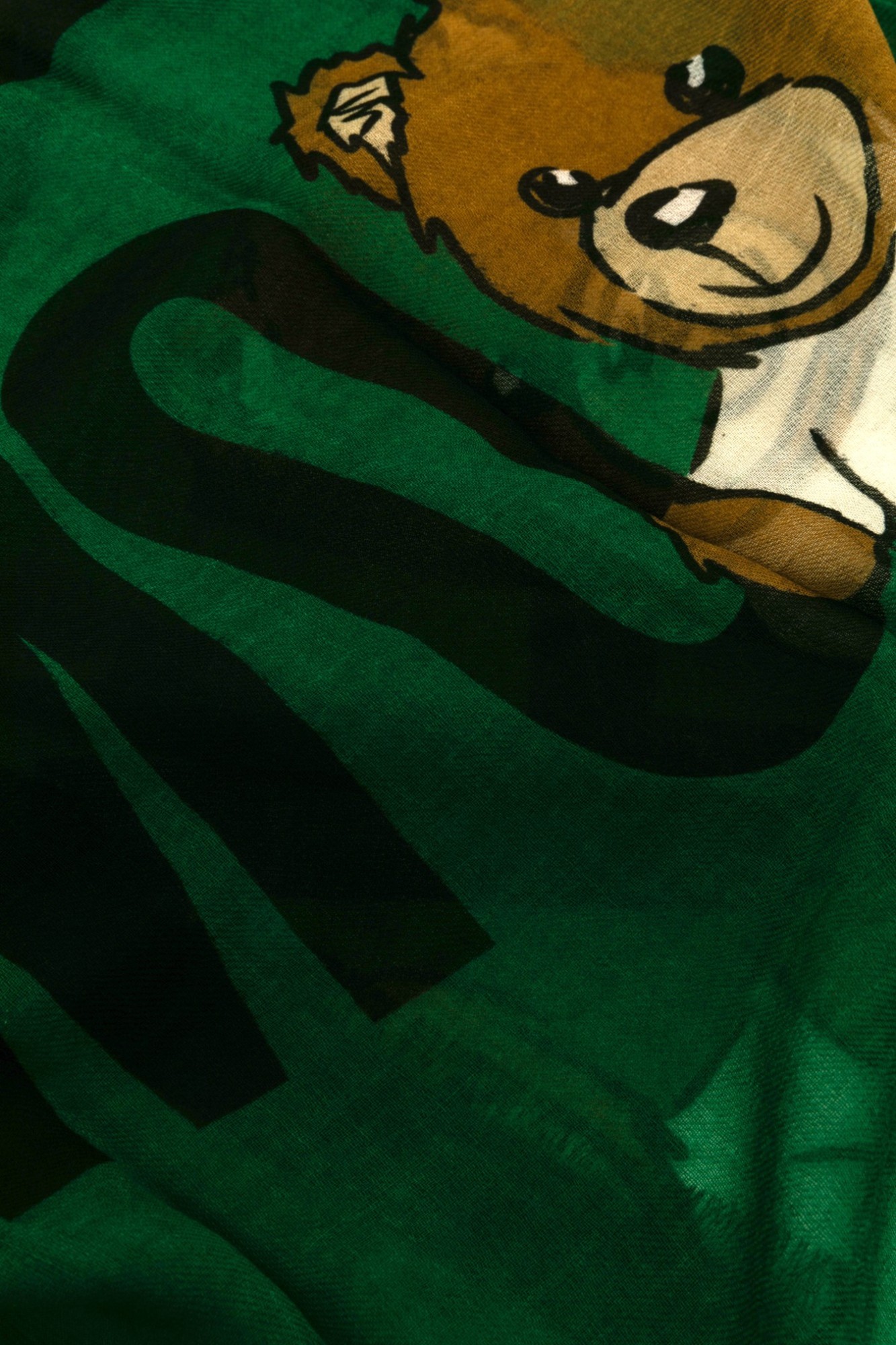 Moschino Teddy Bear Pattern Scarf In Green