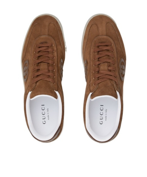 Gucci Men G75 Leather Sneakers In Brown
