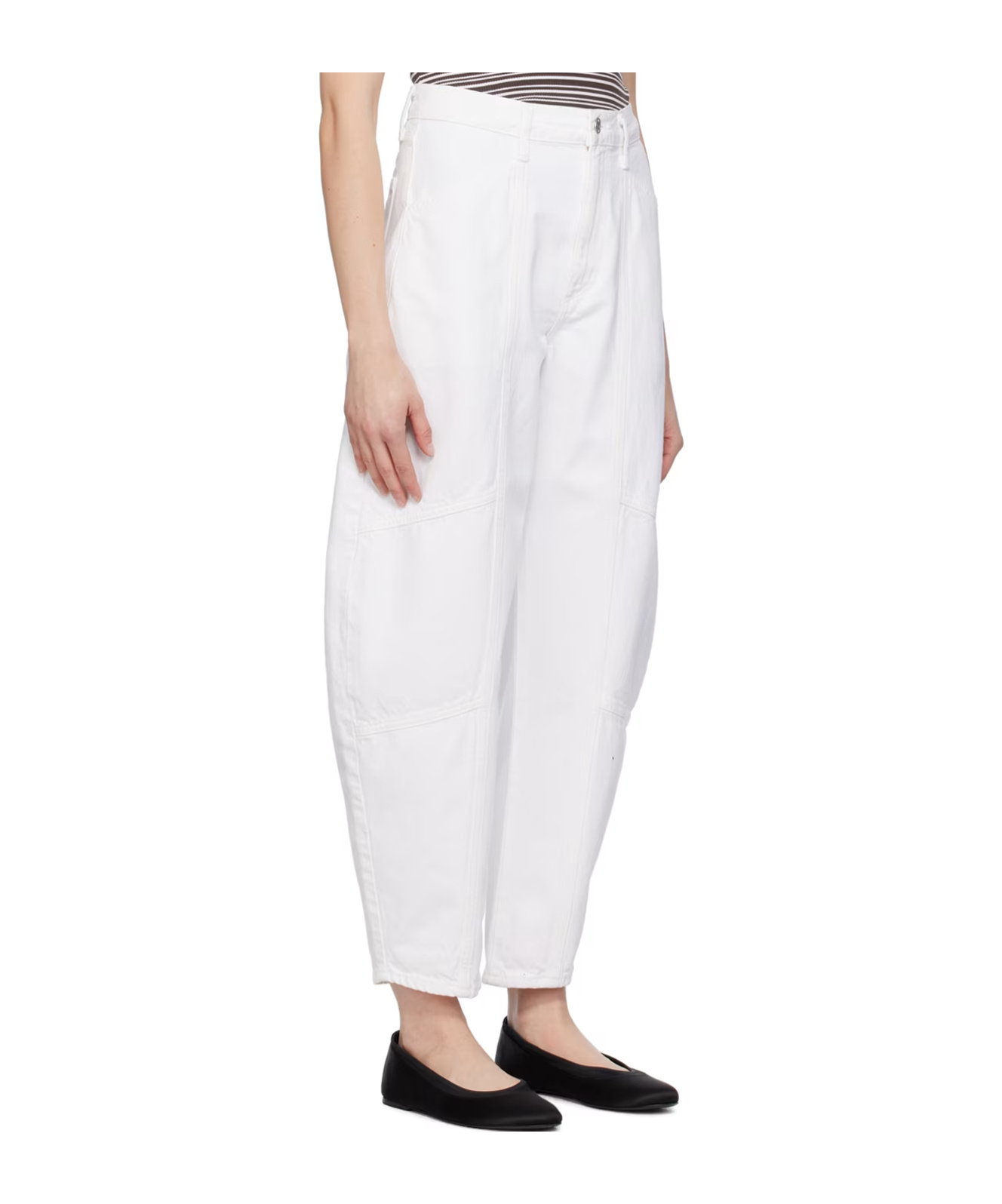 Agolde High Waist Denim Trousers In White