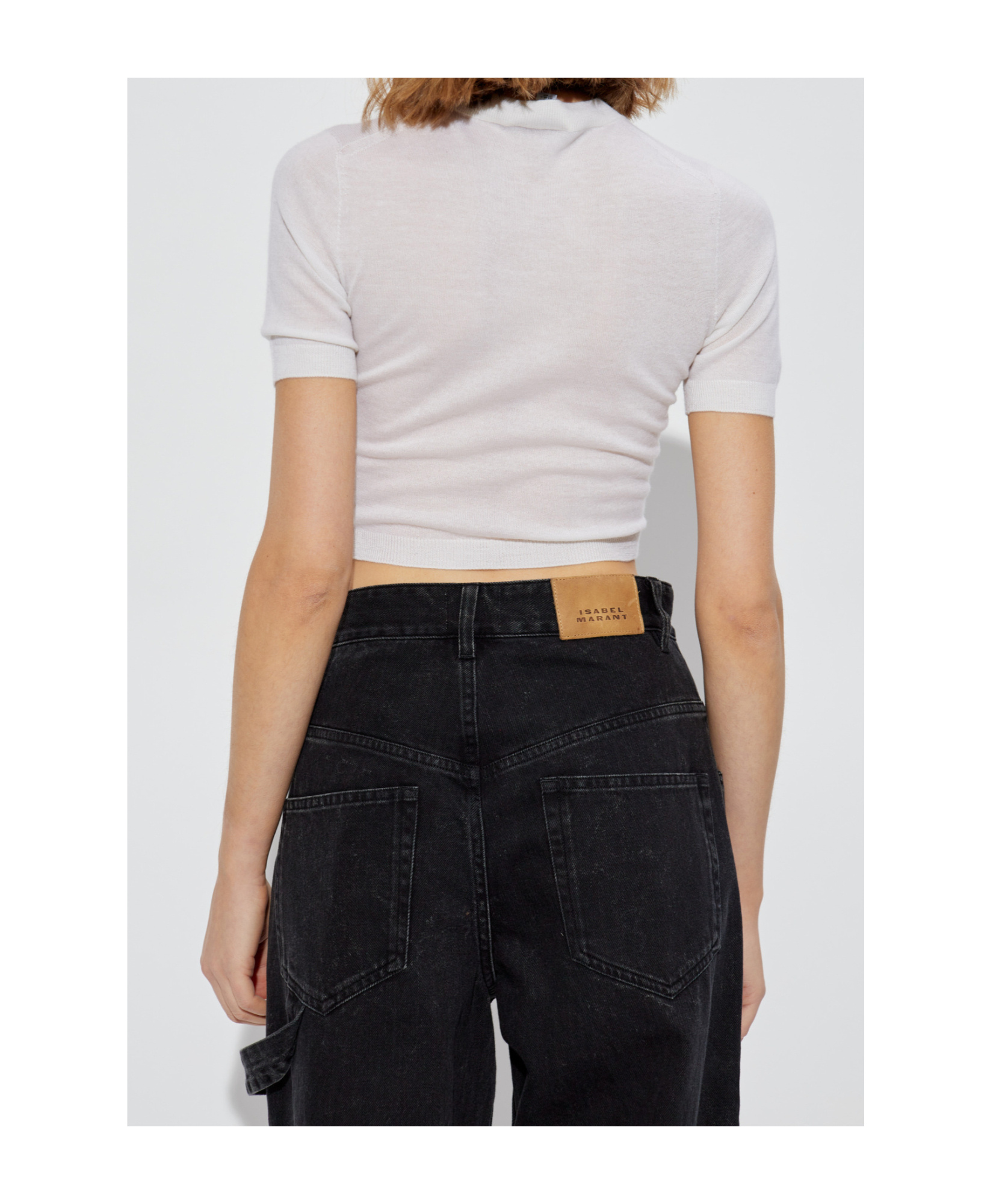 ALAÏA OPEN-NECKED BLACK SHIRT