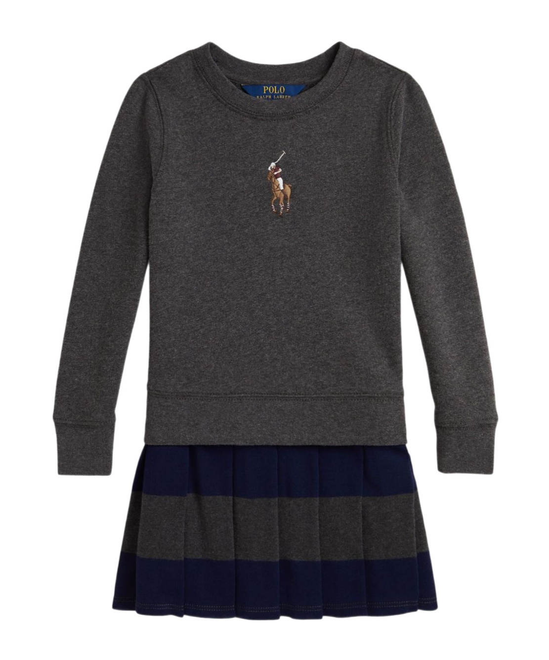 Polo Ralph Lauren Crew-neck Pleated Dress In Black