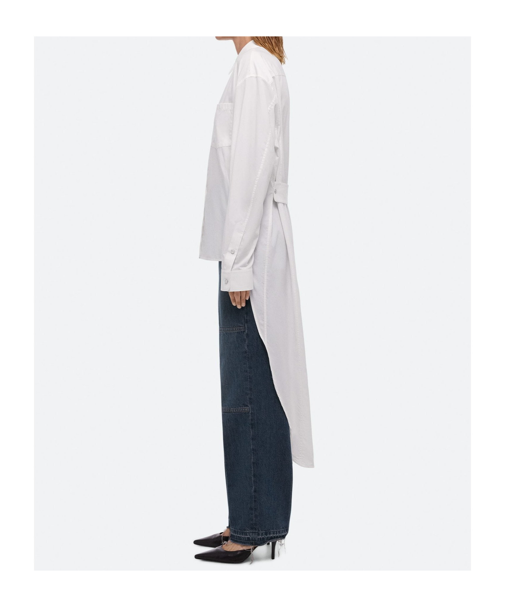 Helmut Lang Women's Apex Asymmetric Cotton-poplin Shirt In White