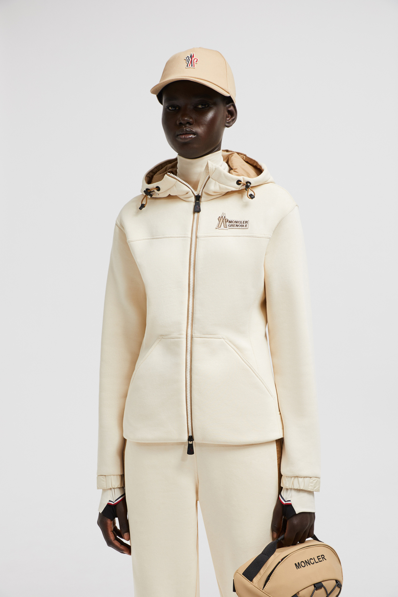 Shop Moncler Zip-up Hoodie In White