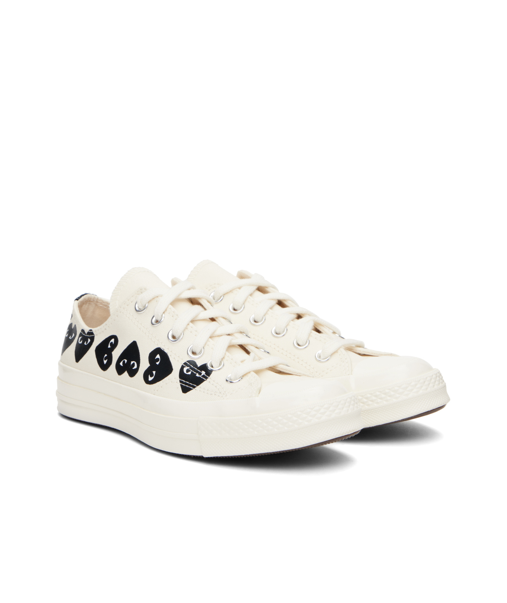 Comme Des Garçons Play Beige Converse Edition Chuck 70 Multi Heart Sneakers In White