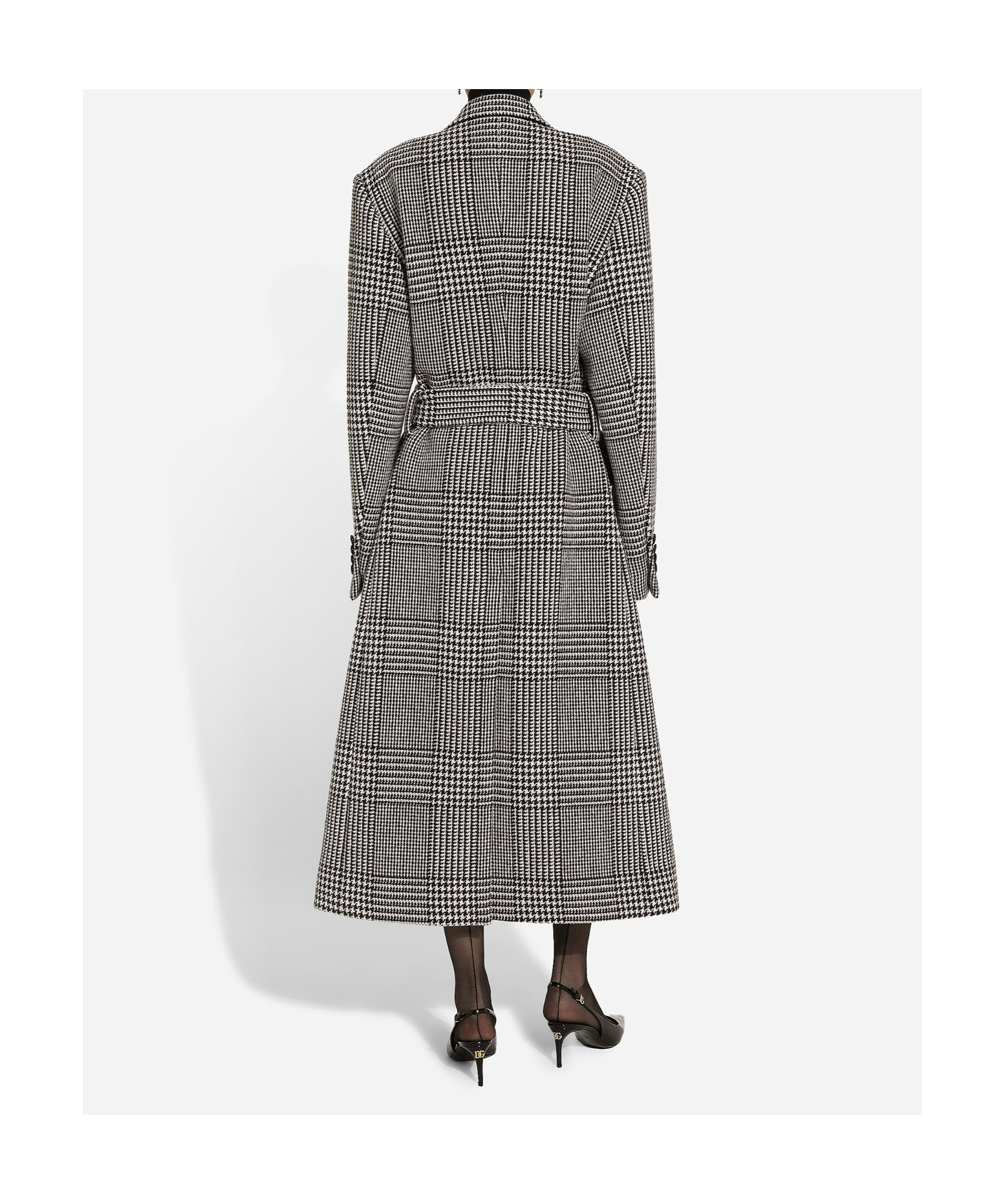 Dolce & Gabbana Check-pattern Coat In Black