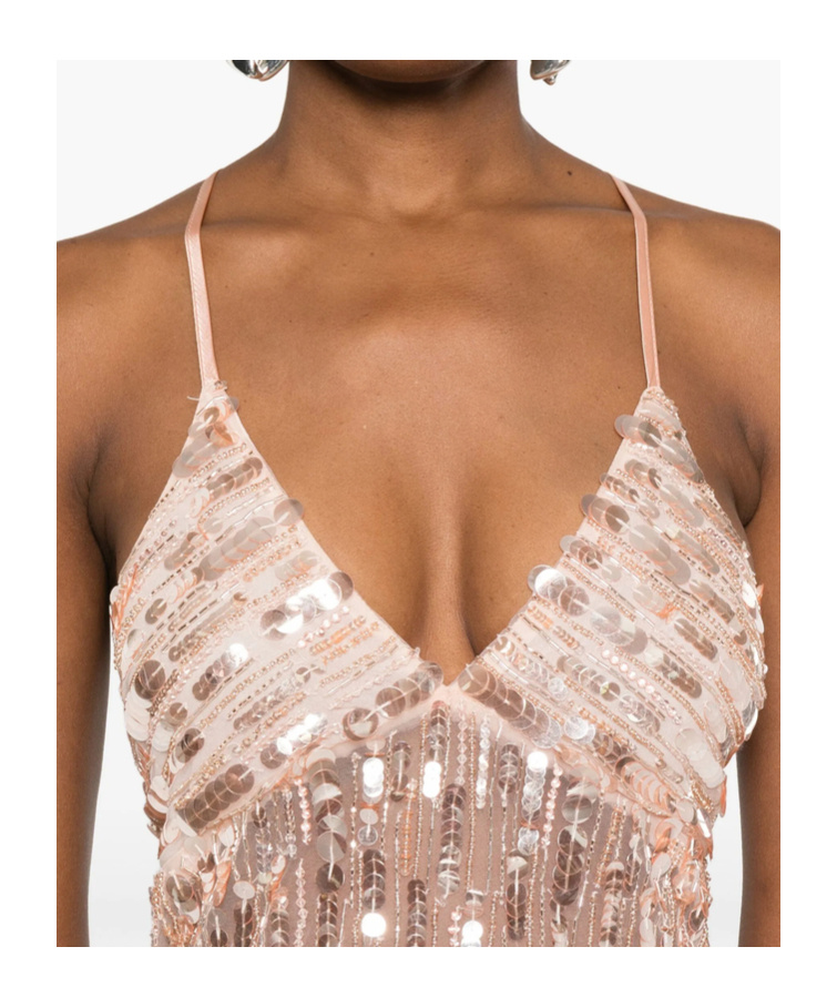 Elisabetta Franchi Sequin-embellished Sleeveless Maxi Dress In Pink