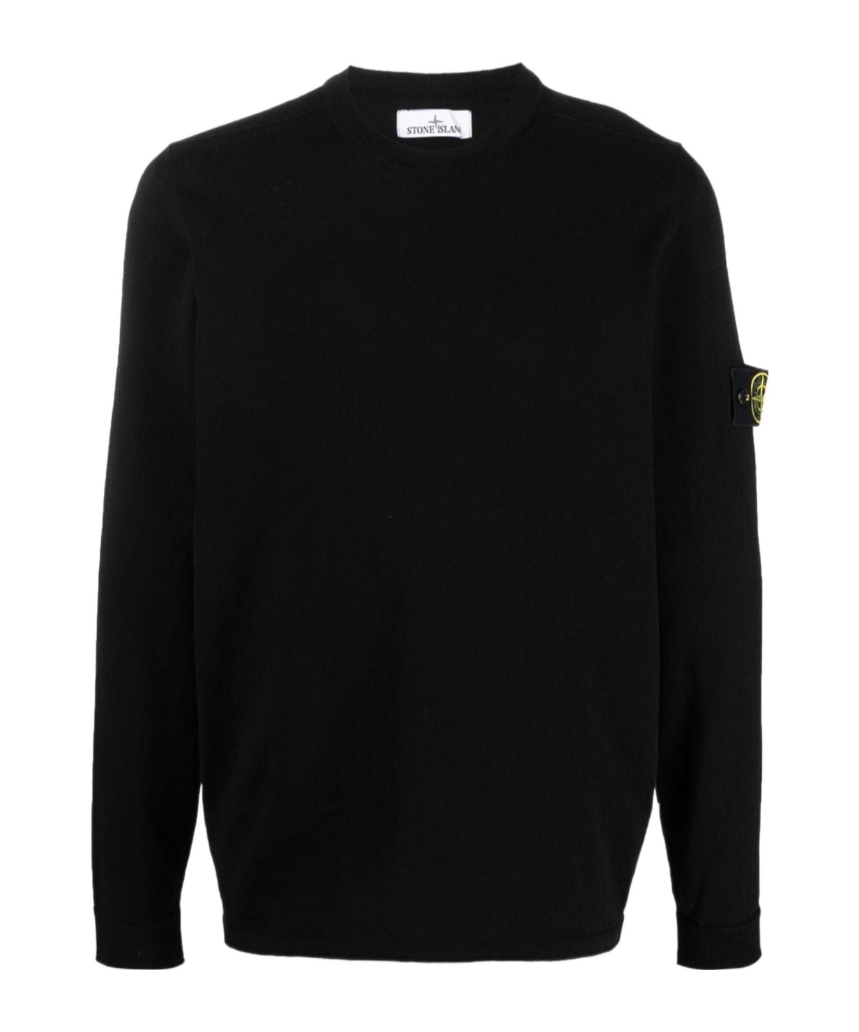 Shop Stone Island Logo Patch Knitted Jumper In Black