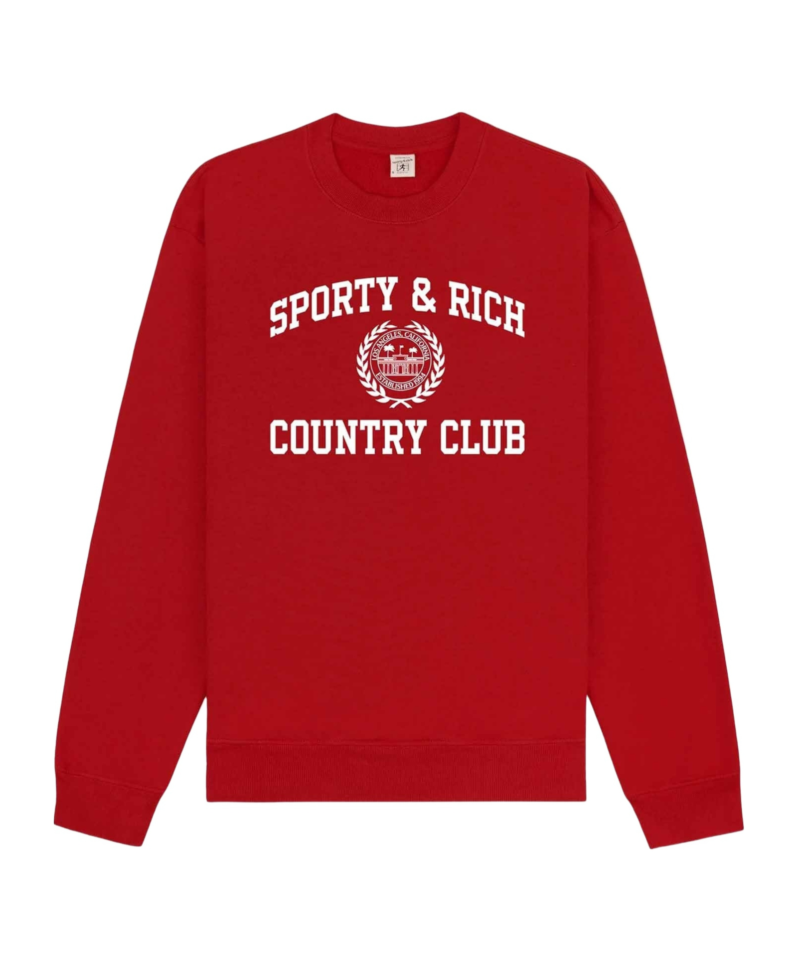 Sporty And Rich Sporty & Rich Varsity Crest Crewneck Graphic Sweatshirt In Red