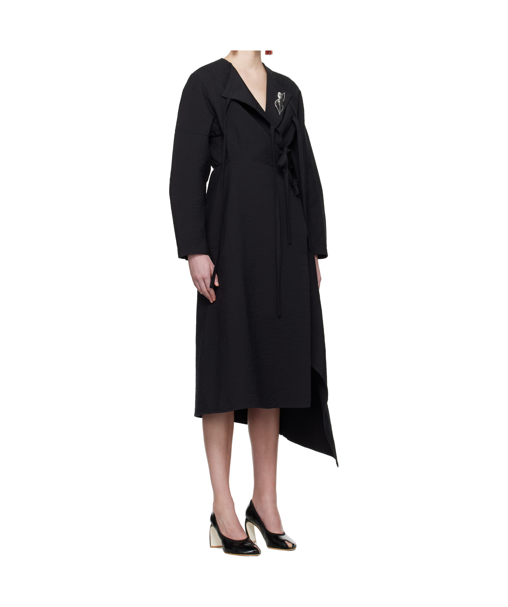 Tory Burch Black Cotton Wrap Midi Dress