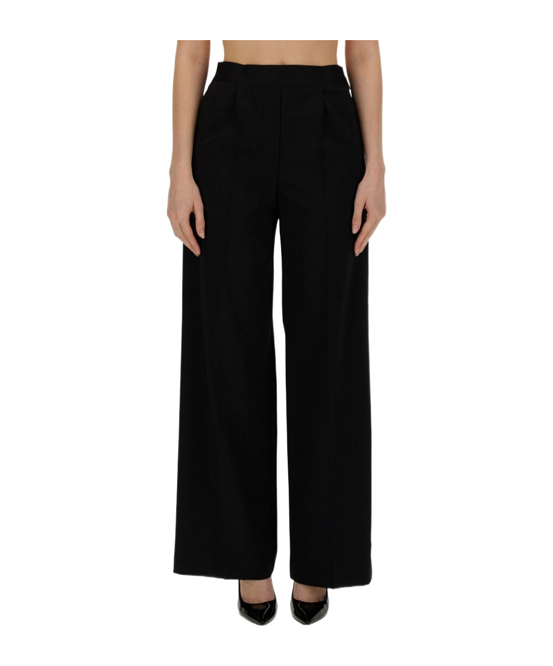 Msgm Wide-leg High-waist Trousers In Black