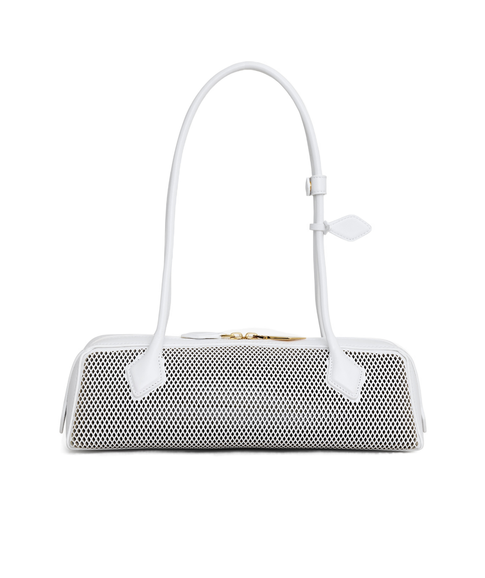 Alaïa Womens Blanc Optique Le Teckel Fishnet Medium Leather Shoulder Bag In Optic White