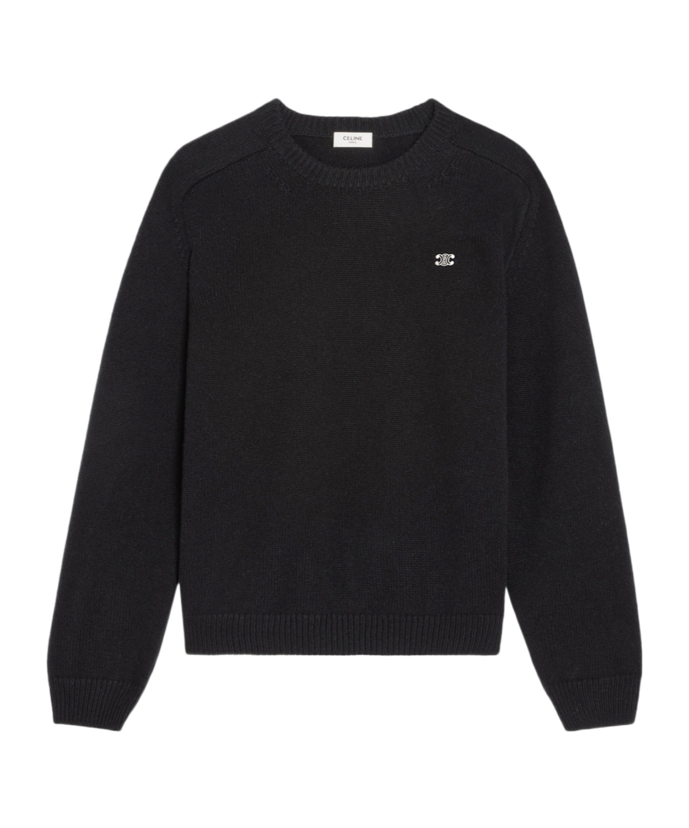 Celine Triomphe Crew Neck Sweater In Wool And Cashmere In Black