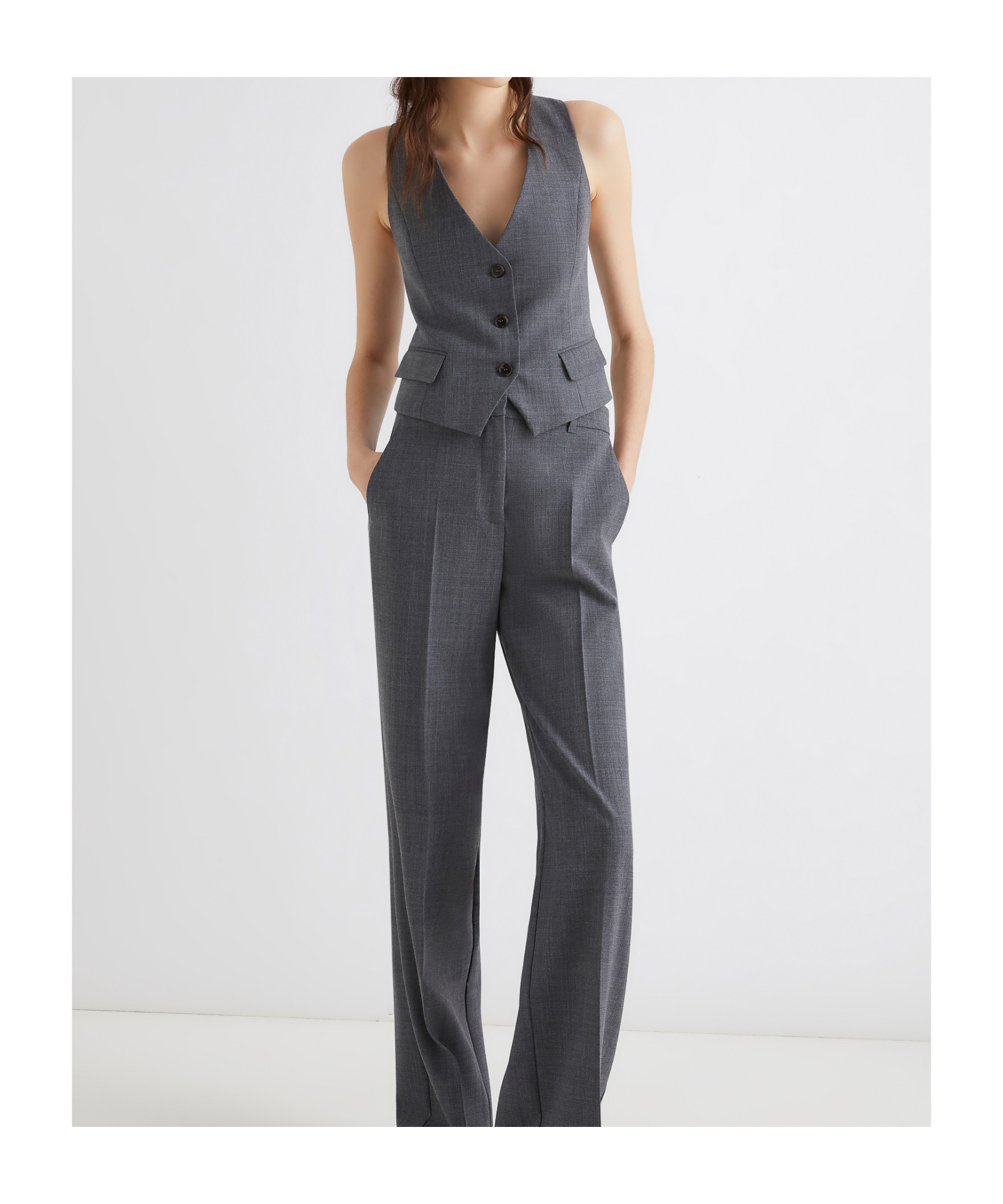 Marella Wool-blend Gilet In Gray