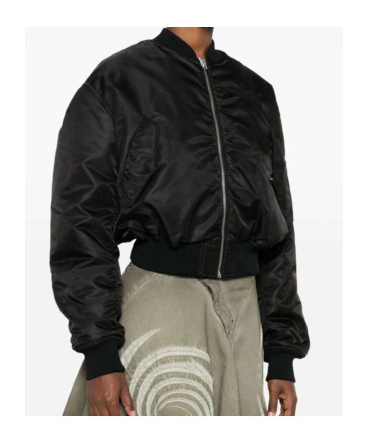 Mm6 Maison Margiela Numbers-motif Zip-up Bomber Jacket In Black