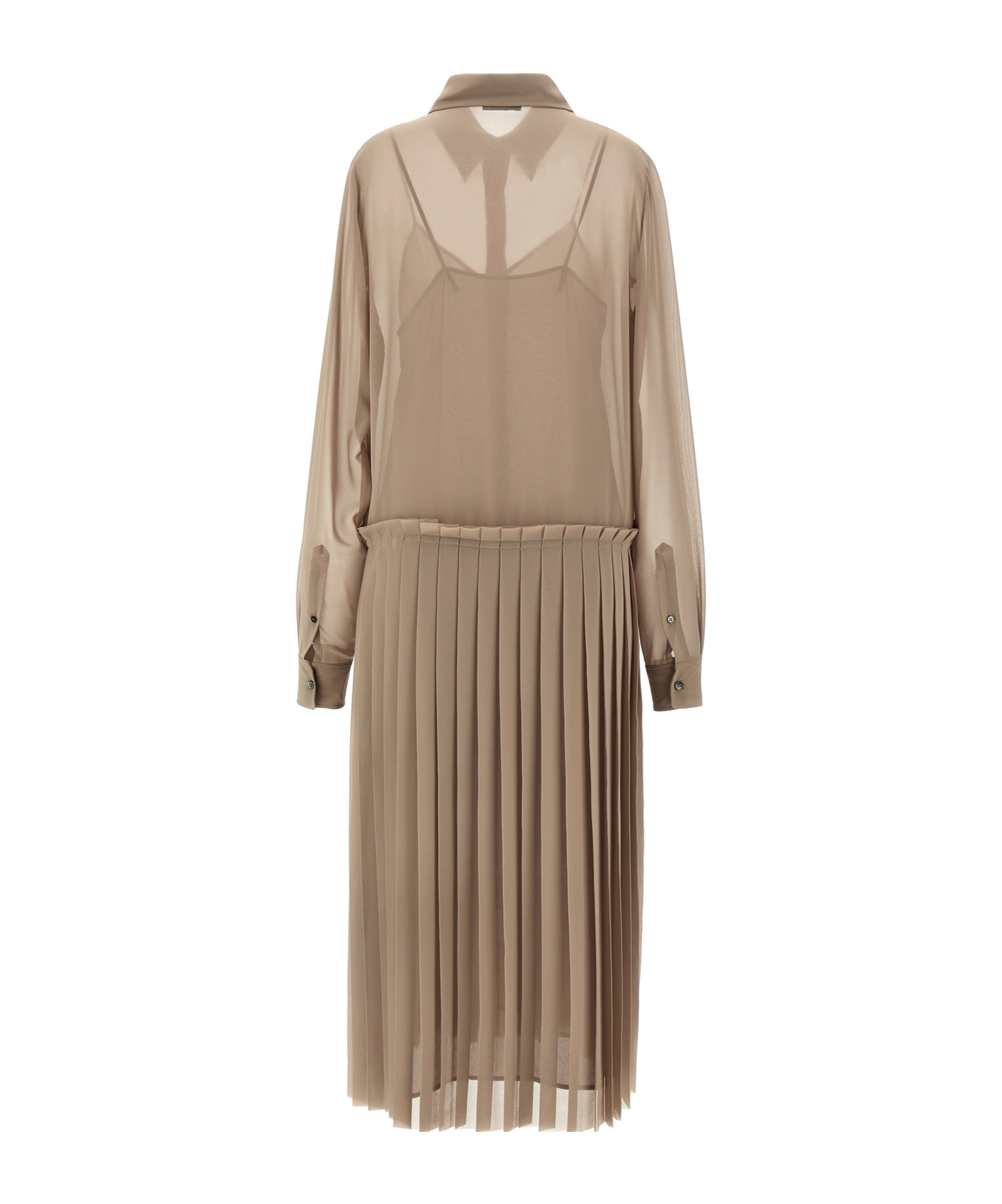 Ami Alexandre Mattiussi Pleated Midi Shirt Dress In Nude