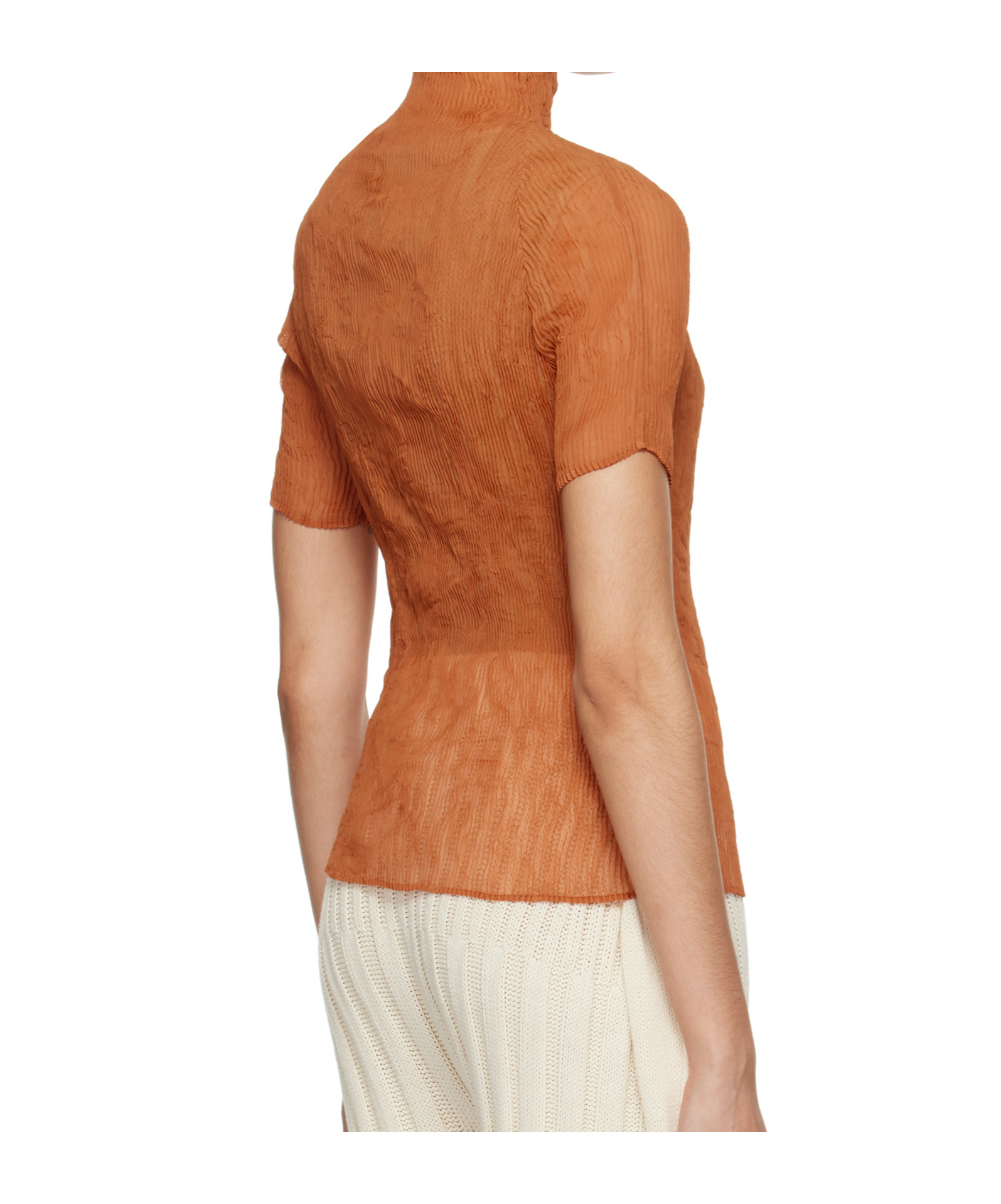 Shop Issey Miyake Turtleneck T-shirt In Orange