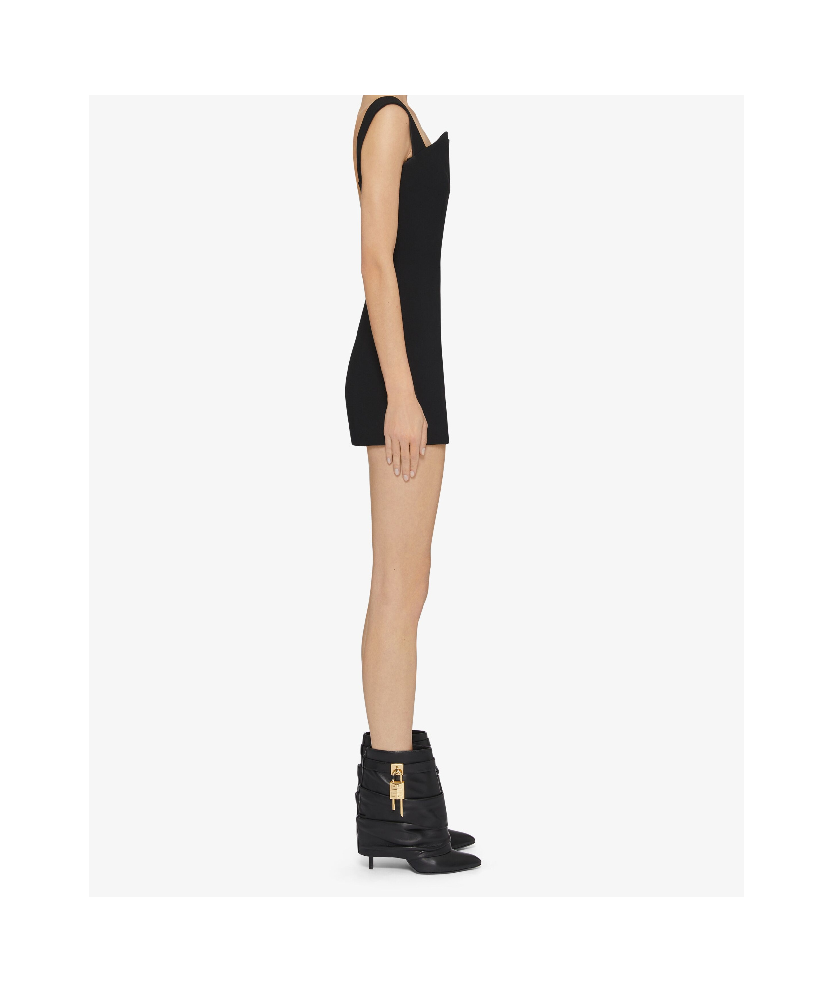 Givenchy Women Black Nappa Leather Shark Lock Stiletto Ankle Boots In Black