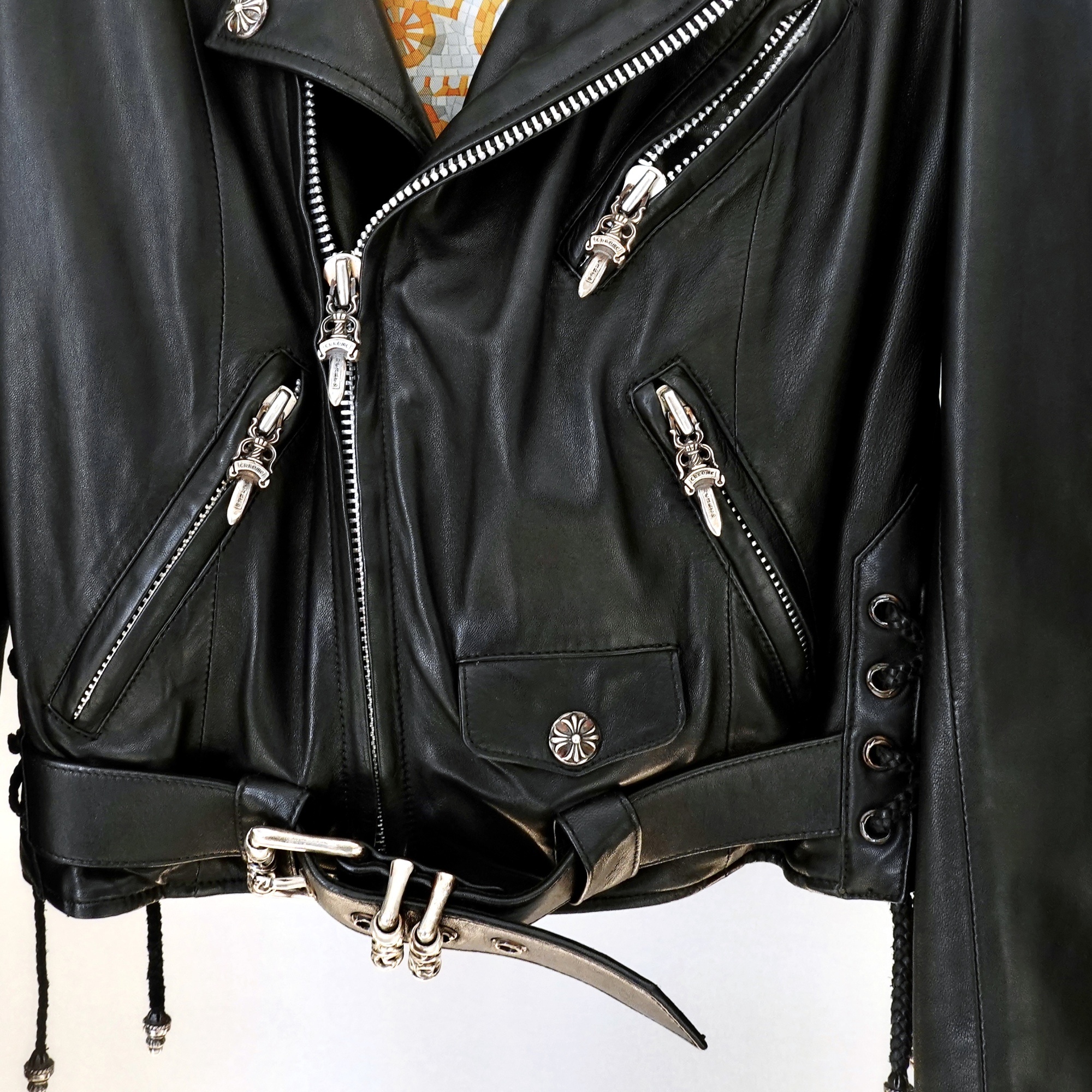 Chrome Hearts Motorcycle Leather Jacket In Black