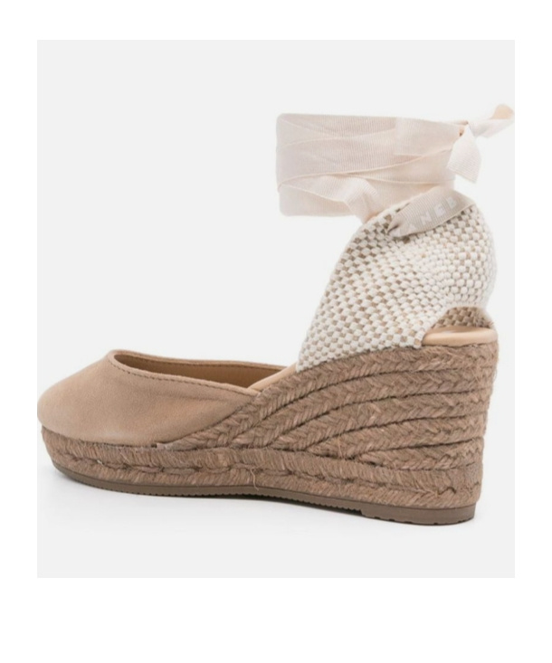 Manebi Hamptons 75mm Wedge Espadrilles In Nude