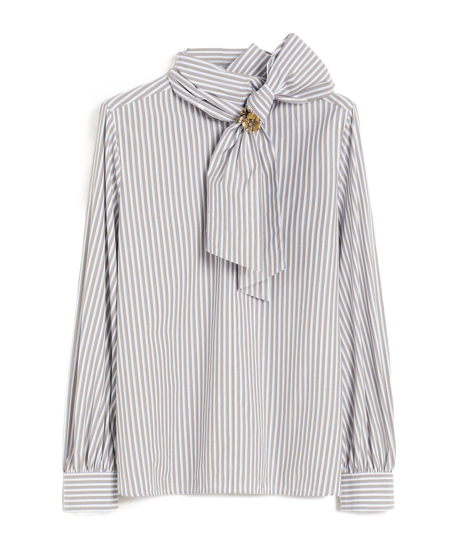 Max Mara Striped Cotton Blouse In White