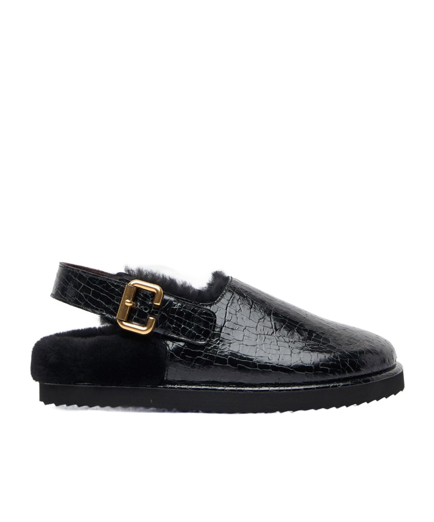 Chloé Cracked Leather Mule In Black