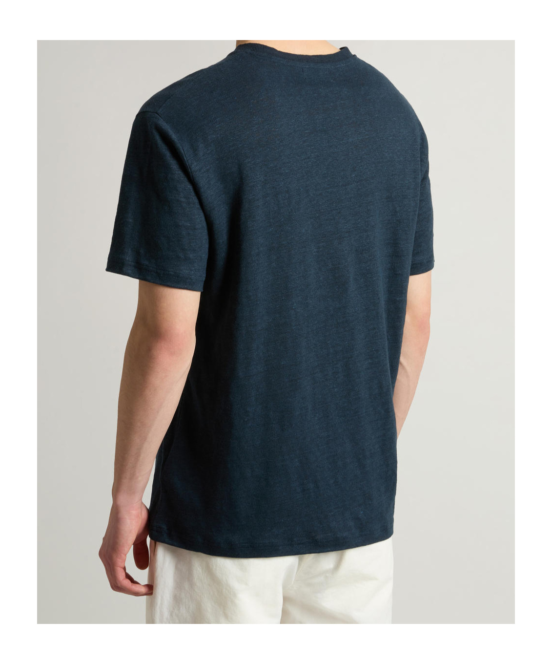 Woolrich Pure Linen T-shirt With Embroidered Logo In Black