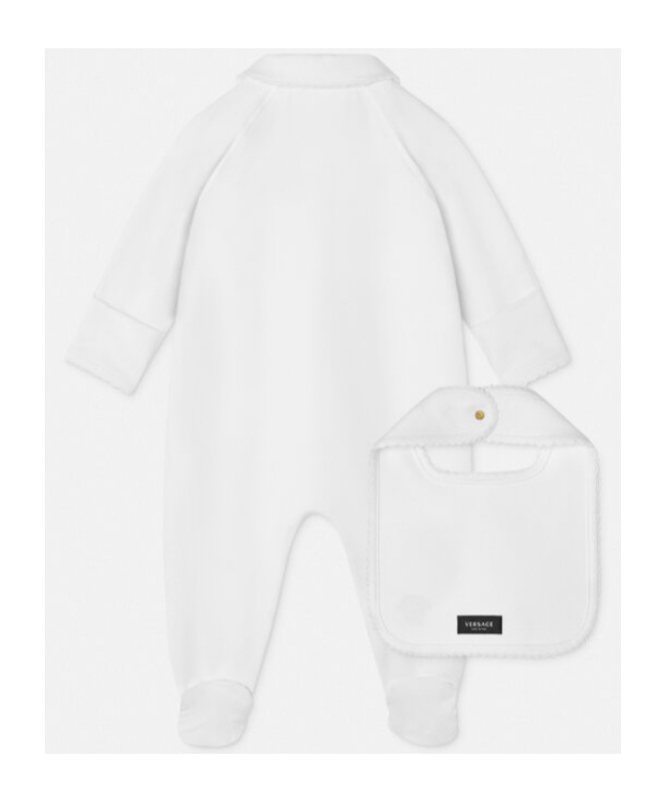 Versace Medusa Head-embroidered Babygrow Set In White