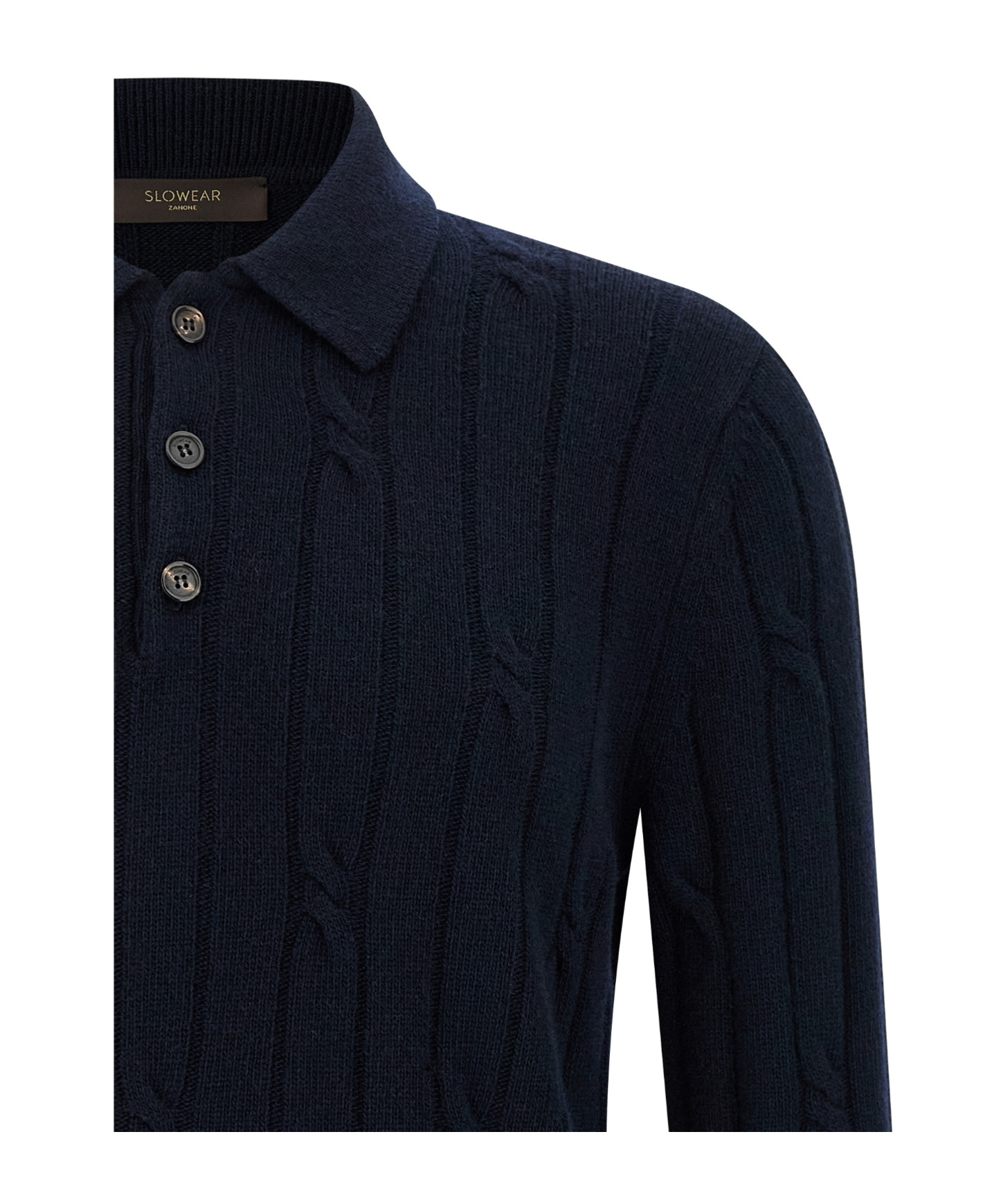 Zanone Cable-knit Button-placket Polo Shirt In Blue
