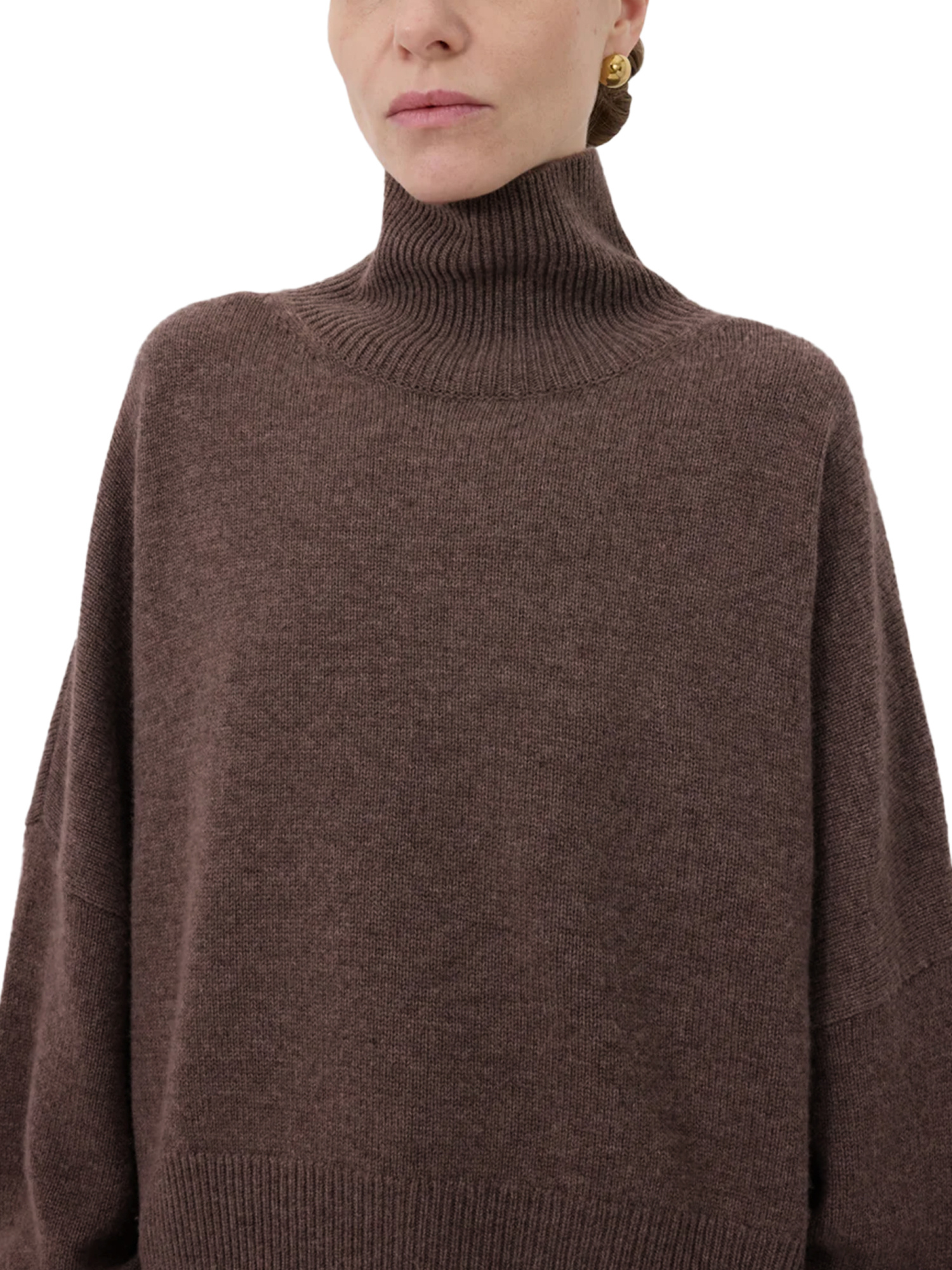 Loulou Studio High-neck Pullover Sweater In Brown
