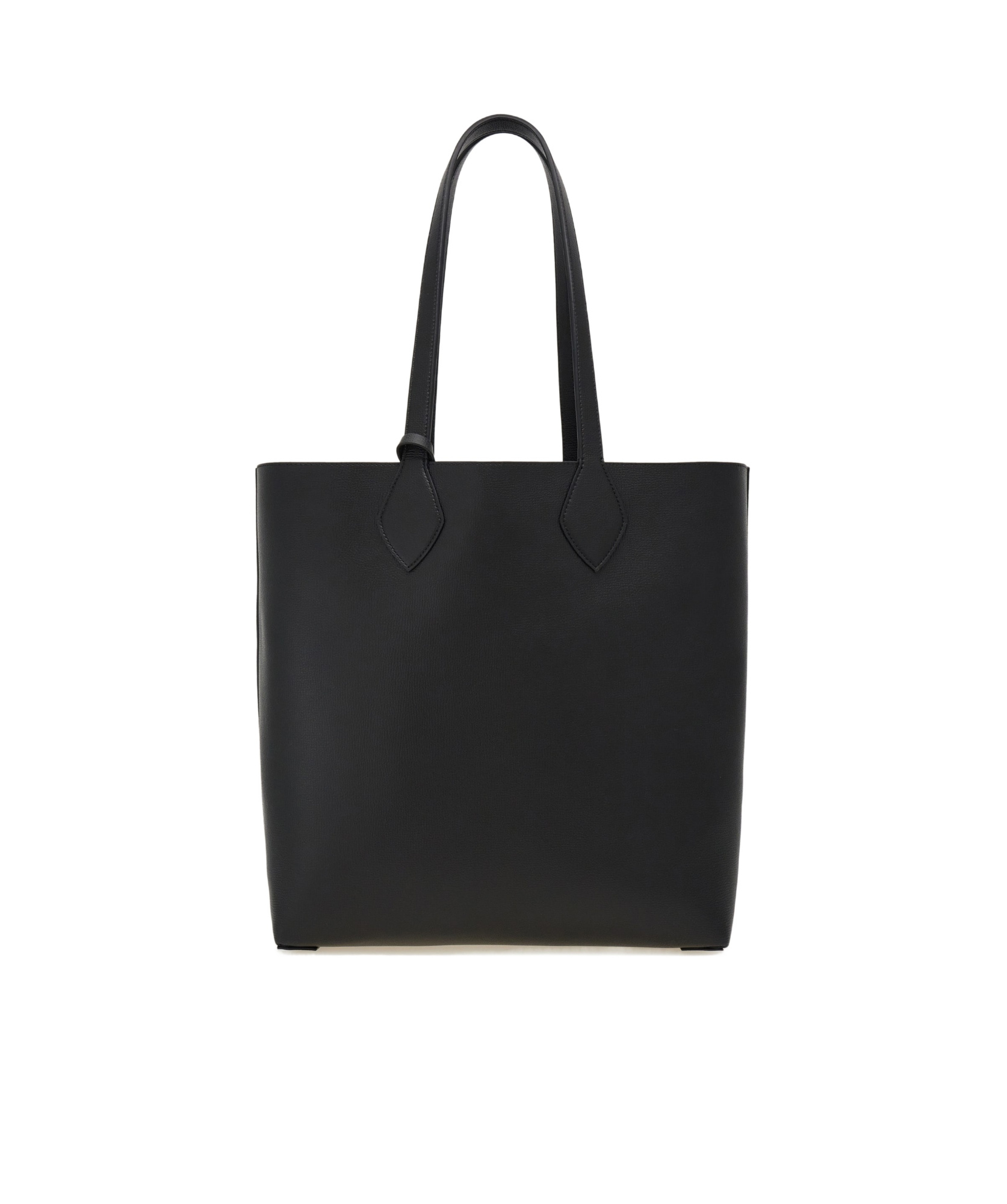 Ferragamo Grained Leather Tote Bag Textured Finish In Black/grey