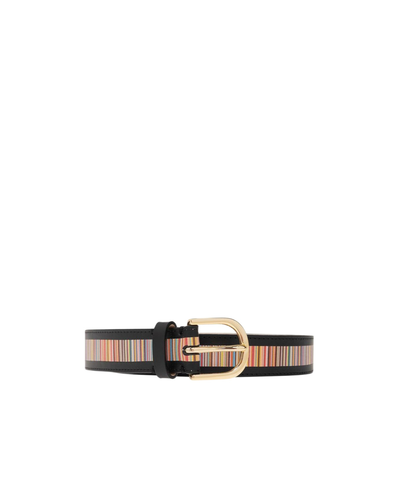 Paul Smith Striped Leather Belt In Brown