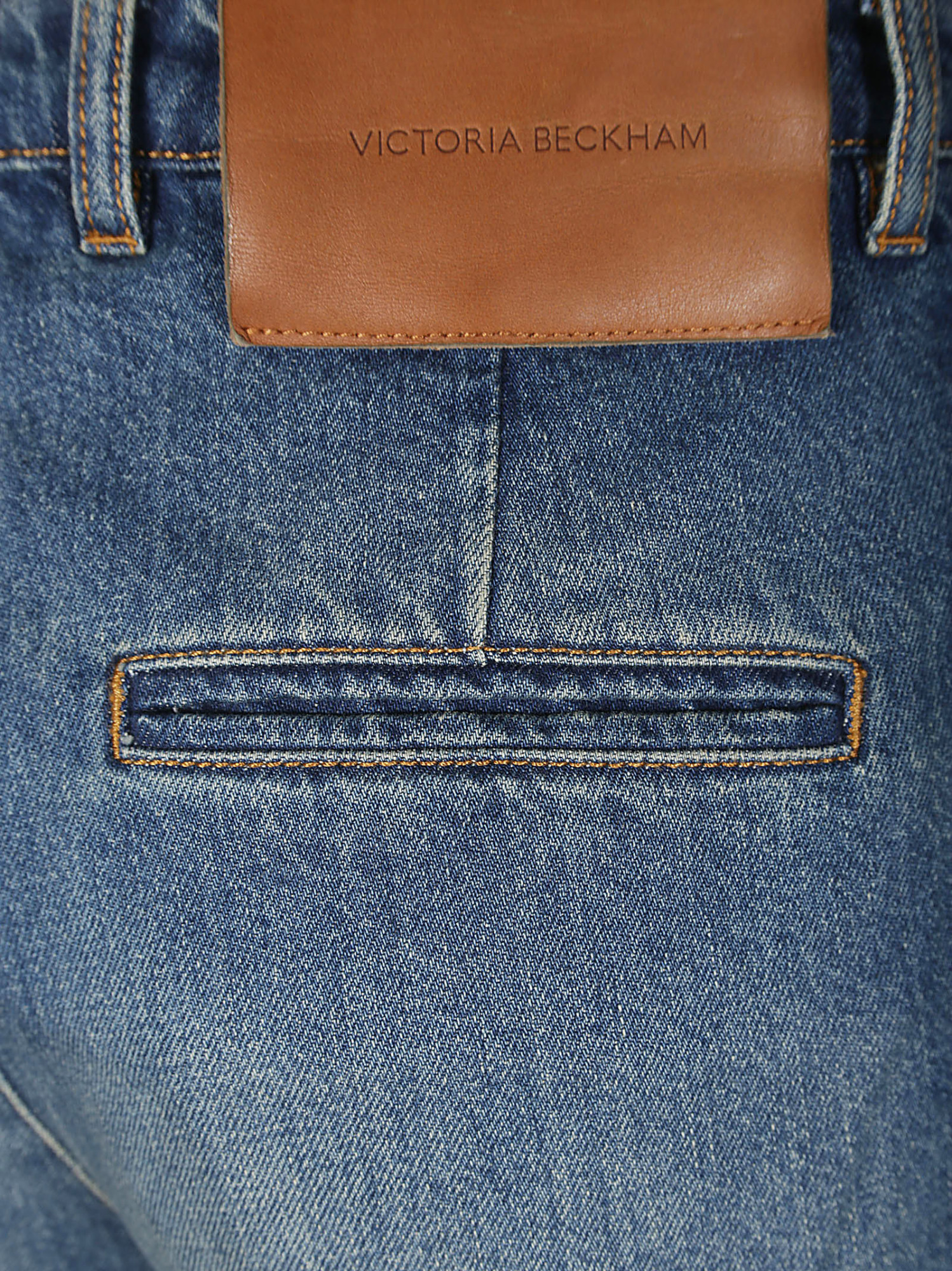 Victoria Beckham Cropped Denim Trousers Belt Loops In Blue