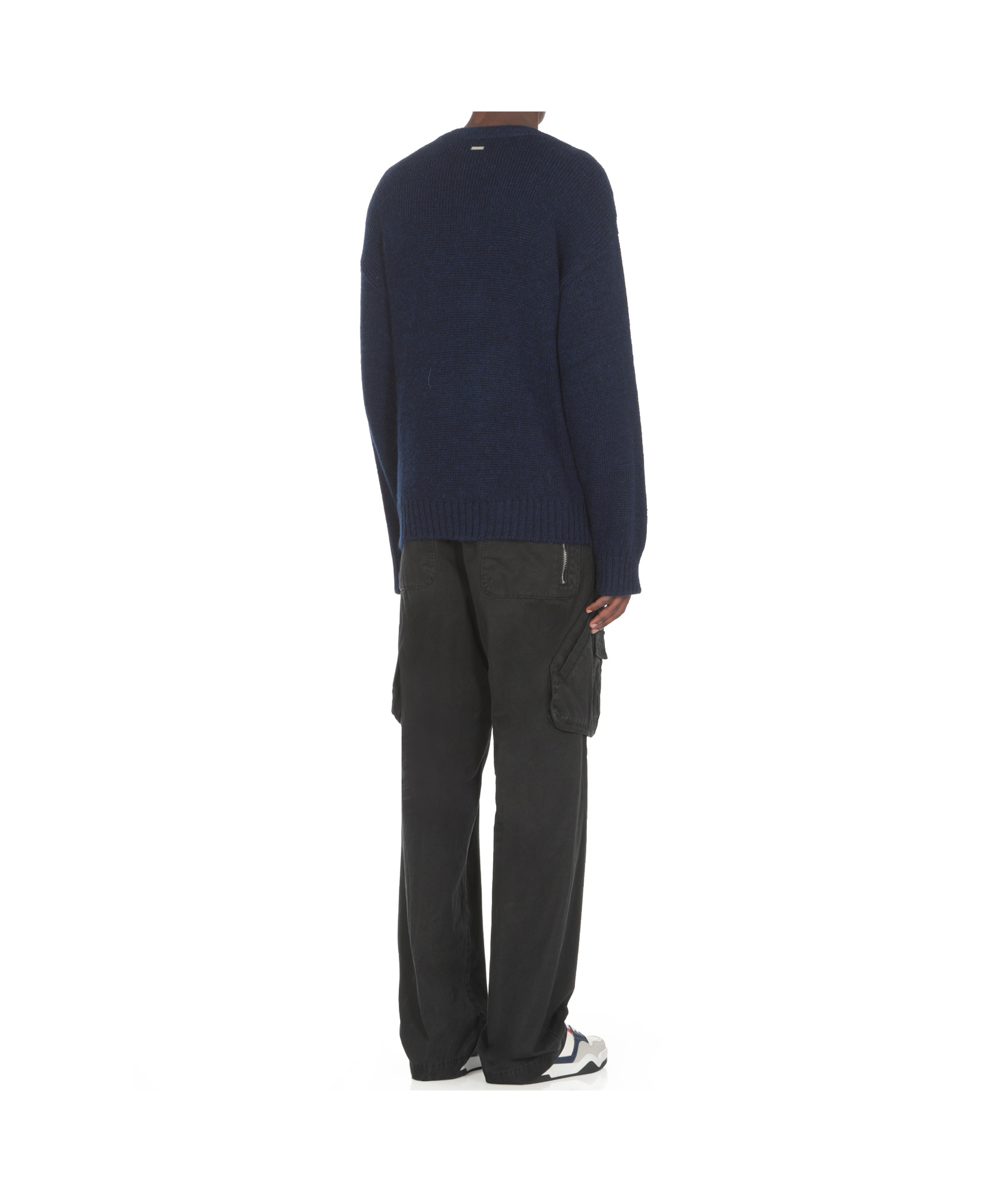 Dsquared2 Man Sweater Navy Size L Alpaca Wool In Black