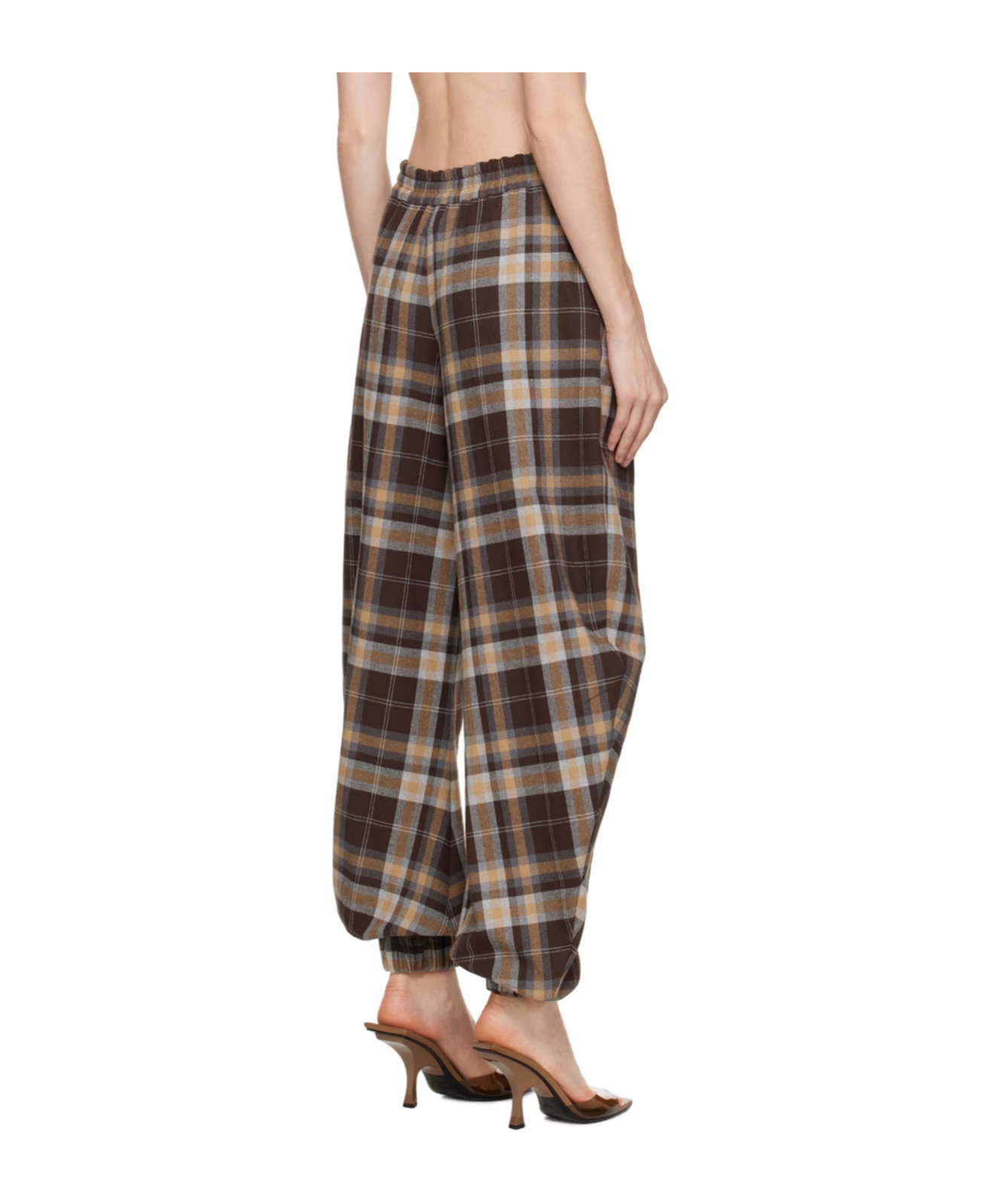Attico Checked Cotton-blend Track Pants In Black