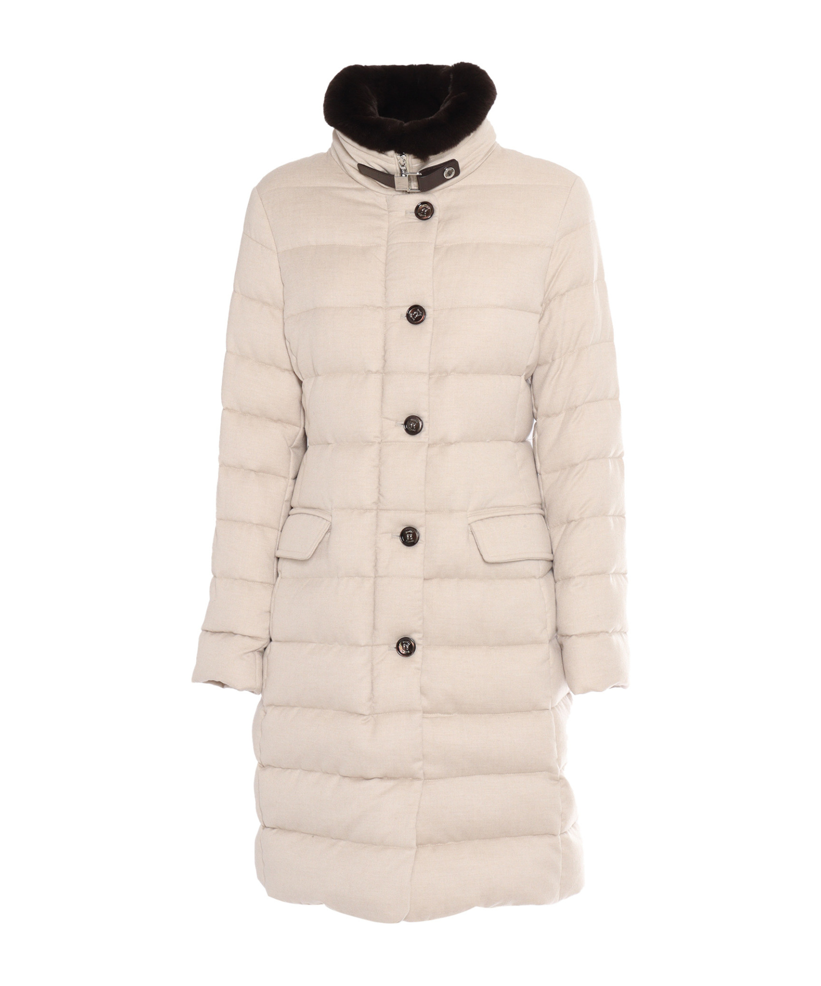 Moorer Vetiver Padded Coat In Nude