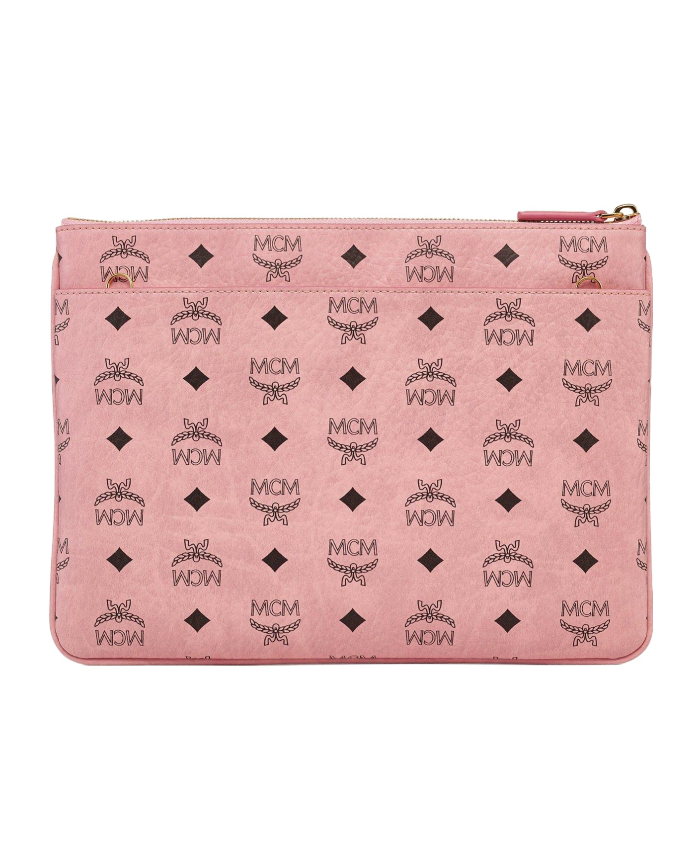 Mcm Aren Visetos Medium Pouch In Pink
