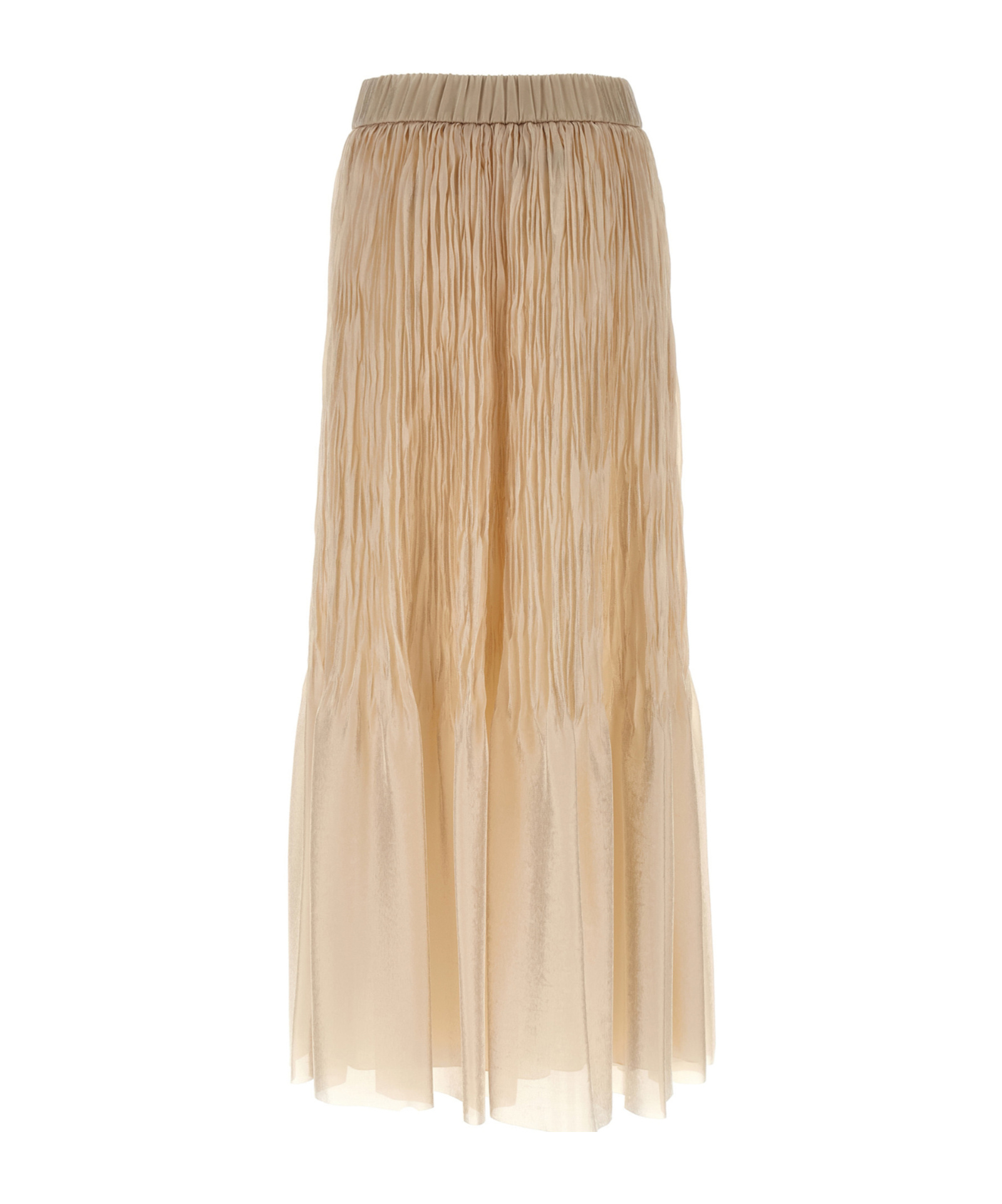 Peserico Textured Pleated Skirt Elastic Waistband In Brown