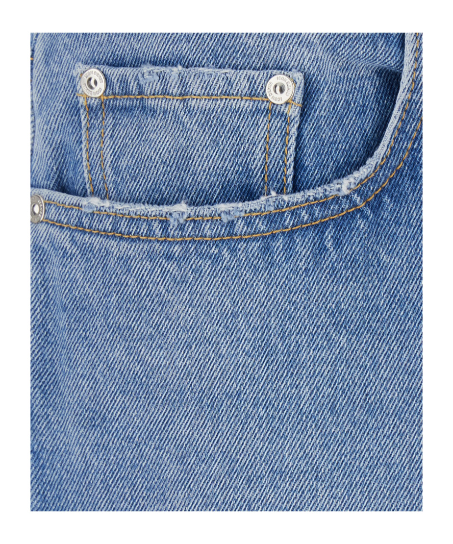 Icon Denim Light Blue Jeans With Belt Loops And Logo Patch On The Rear In Denim Man In Blue