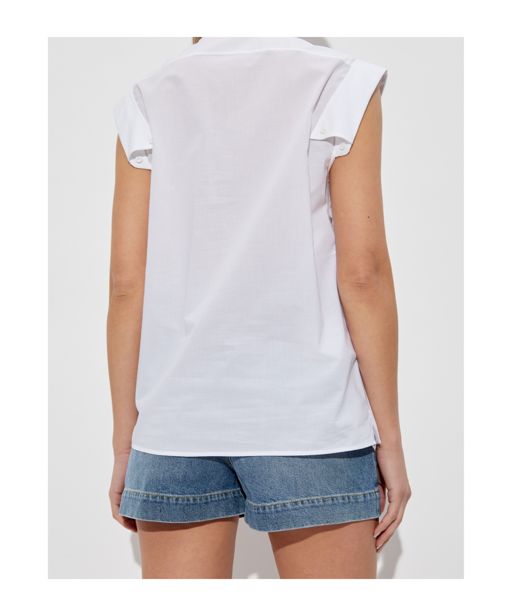 Moschino Laurel Embroidered Sleeveless Shirt In White