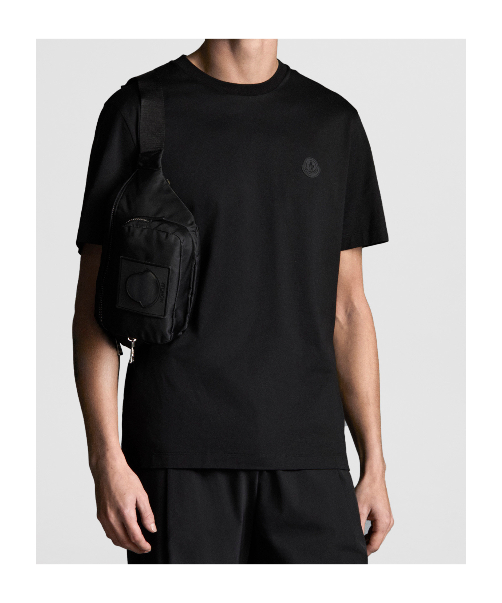 Moncler Vertical Logo T-shirt Black In Black