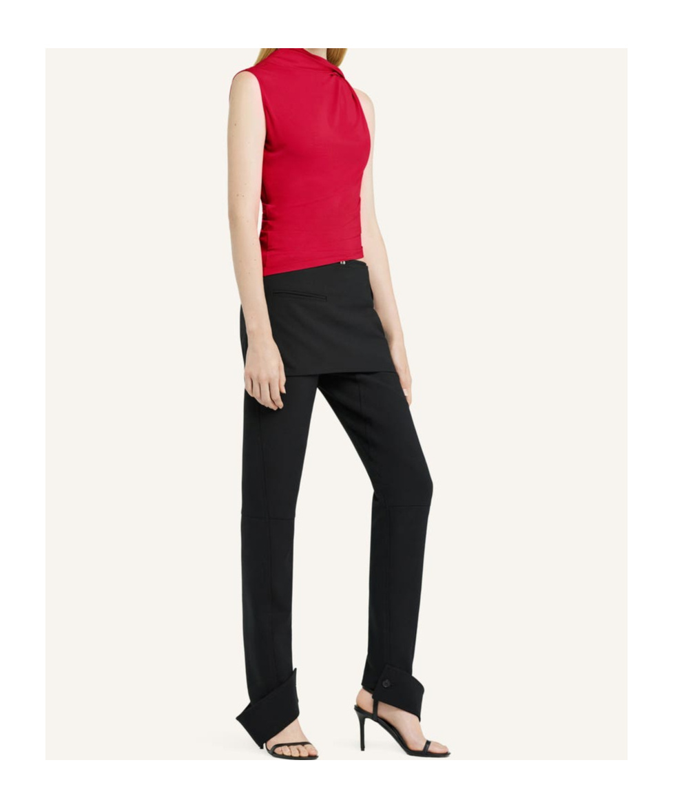 Courrèges Asymmetric Jersey Top In Red
