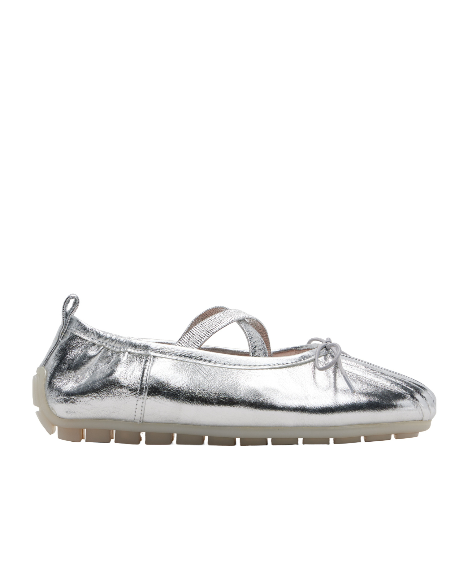Simone Rocha Cross-strap Bow Ballet Flats In Metallic
