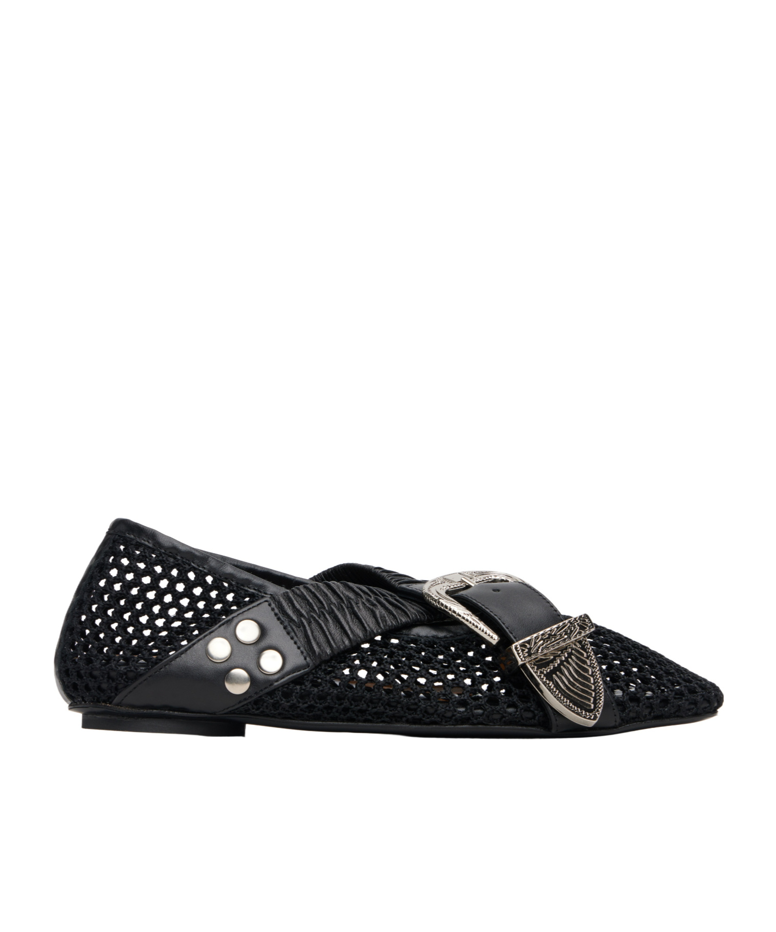Toga Buckle-detail Mesh-detail Flats In Black