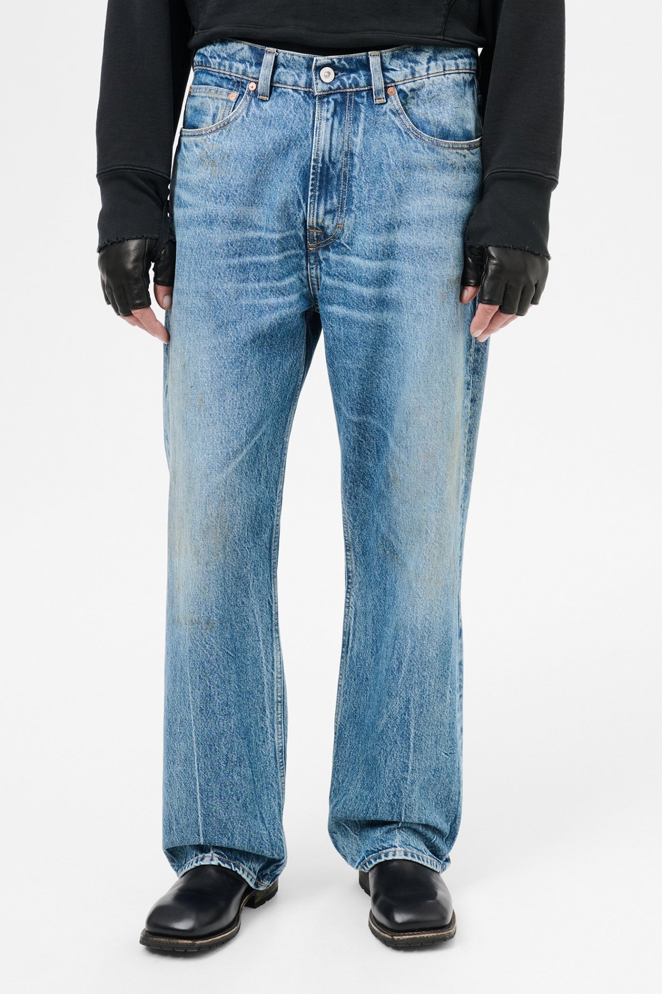 Our Legacy Mens Third Cut Relaxed Wide Leg Jeans In Blue