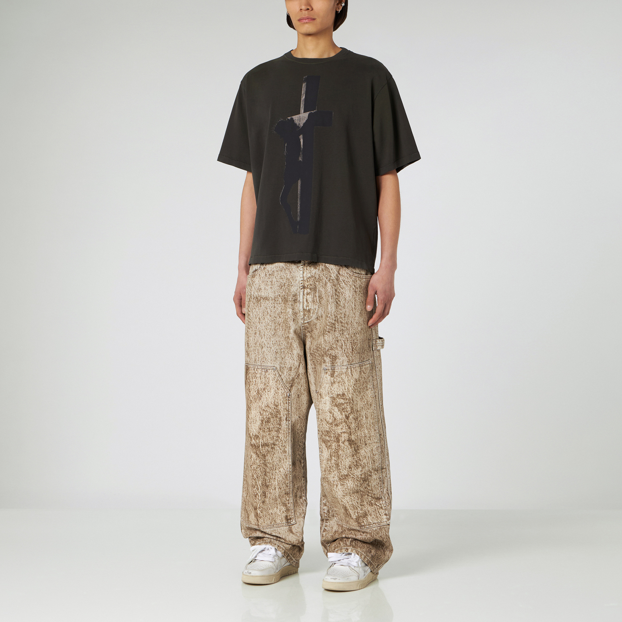 1989 Studio Denim Flock Carpenter Pants Camo In Beige