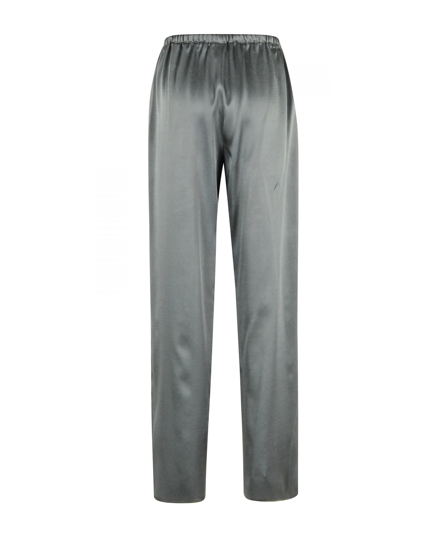 Alysi Wide Straight Leg Satin-finish Pants With Adjustable Waist In Gray